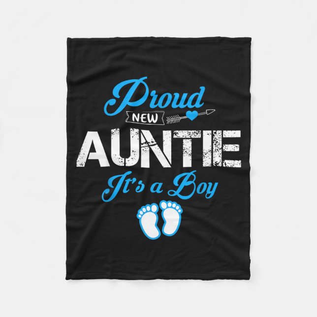 Proud New Auntie It's A Boy Gender Reveal Funny Fa Fleecedecke (Vorderseite)