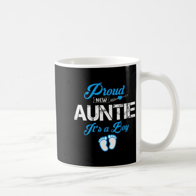Proud New Auntie It's A Boy Gender Reveal Funny Fa Kaffeetasse (Rechts)