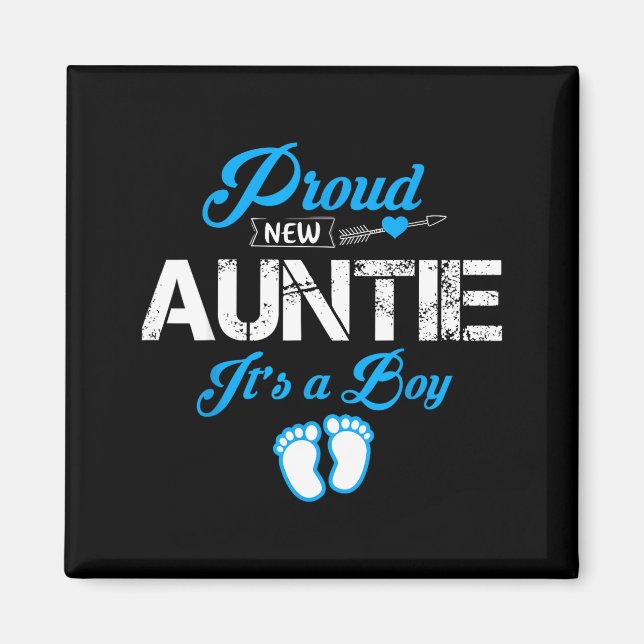 Proud New Auntie It's A Boy Gender Reveal Funny Fa Magnet (Vorne)