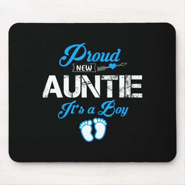 Proud New Auntie It's A Boy Gender Reveal Funny Fa Mousepad (Vorne)