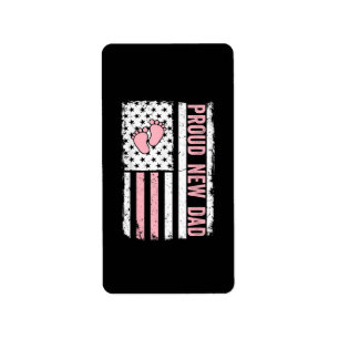 Proud New Dad New Girl Baby Vathers Day Funny Firs Adressaufkleber