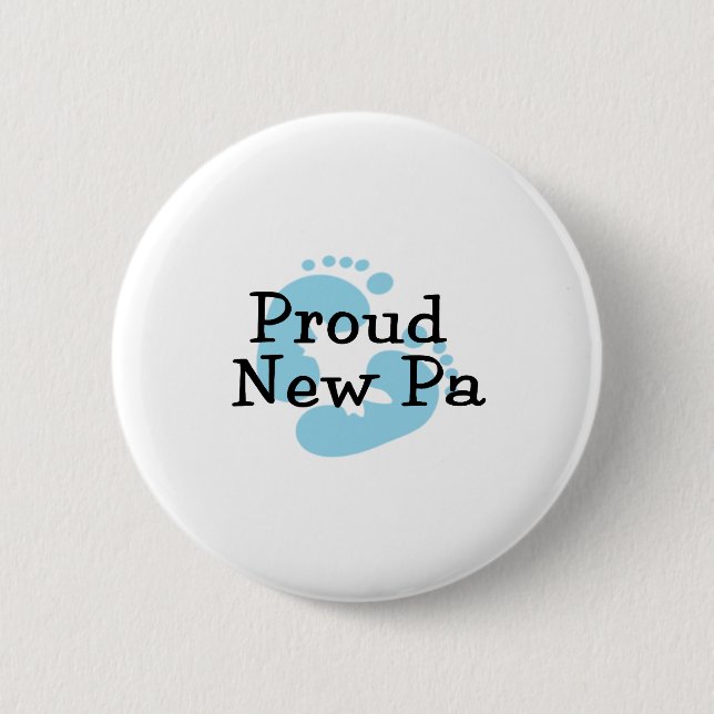 Proud New Pa Baby Boy Footprints Button (Vorderseite)