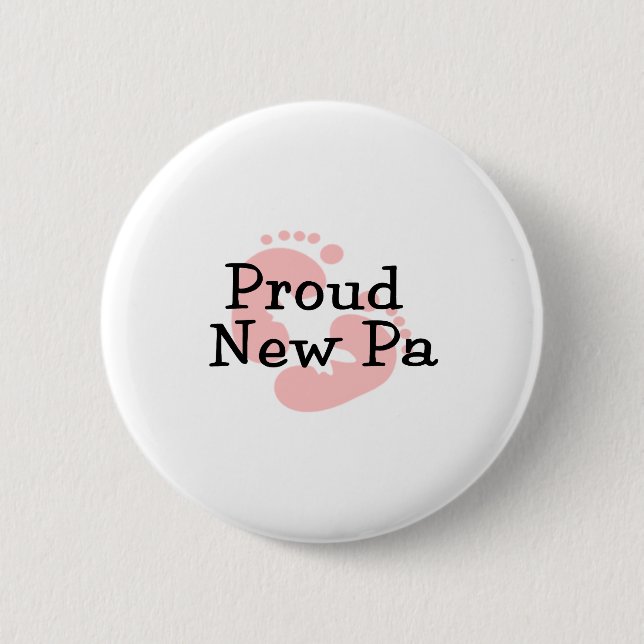 Proud New Pa Baby Girl Footprints Button (Vorderseite)