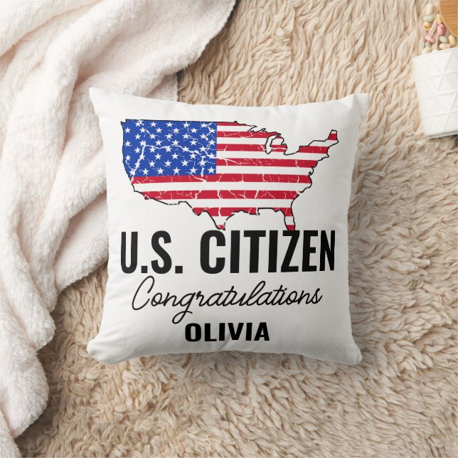 Proud New U.S. Citizen – American Map  Kissen (Decke)