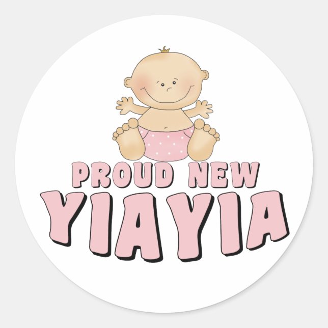 PROUD NEW YiaYia T - Shirt Runder Aufkleber (Vorderseite)