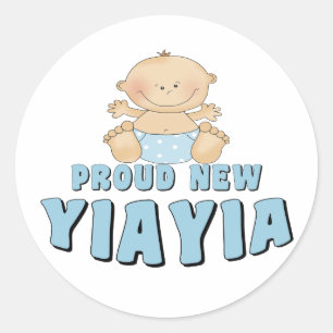 PROUD NEW YiaYia T - Shirt Runder Aufkleber