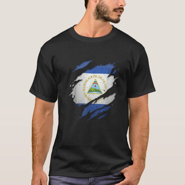 Proud Nicaraguan Torn Ripped Nicaragua Flag T-Shirt (Vorderseite)