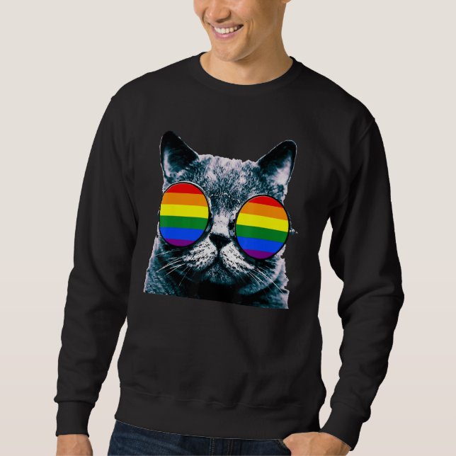 Proud Niedlich Cat Pride Lgbt Transgender Flag Her Sweatshirt (Vorderseite)