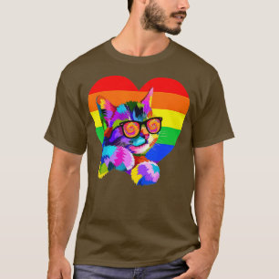 Proud Niedlich Cat Pride LGBT Transgender Flag Her T-Shirt