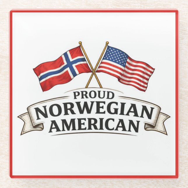 Proud Norwegian American Glass Coaster Glasuntersetzer (Vorderseite)