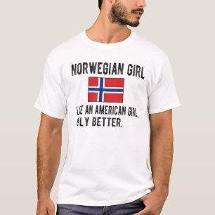 Proud Norwegian Girl Norway Flag Norwegian Roots T-Shirt