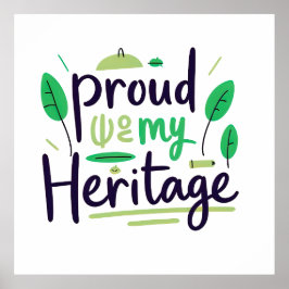 Proud of My Heritage Green Tribal Leaf Poster