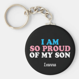 Proud of My Transgender Son Mama Vater Monogram Schlüsselanhänger