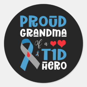Proud Oma A T1D Hero Typ 1 Diabetes Awaren Runder Aufkleber