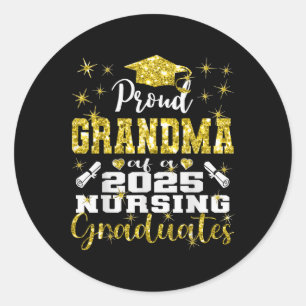 Proud Oma CL of 2025 Nursing Graduate Nurse Runder Aufkleber