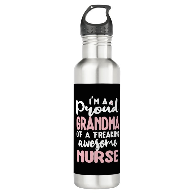 Proud Oma einer Nurse-Großmutter-Krankenpflege Edelstahlflasche (Vorderseite)