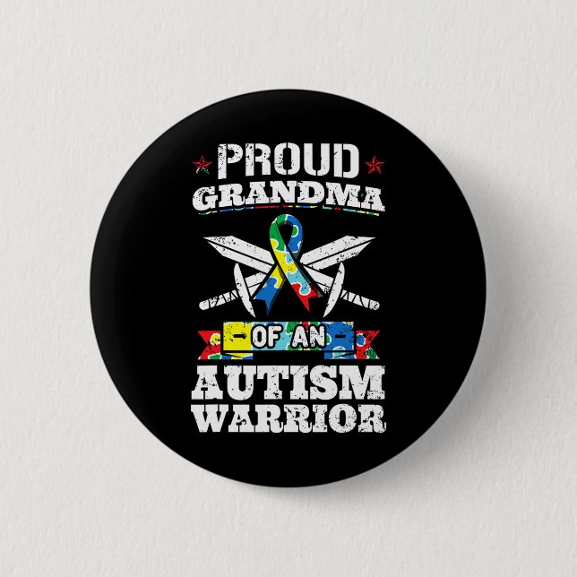 Proud Oma eines Autismus Kriegers Autistische Awar Button (Vorderseite)