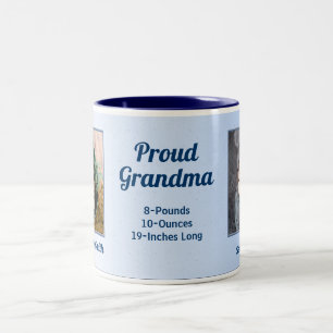 Proud Oma New Baby in Blue Foto Zweifarbige Tasse
