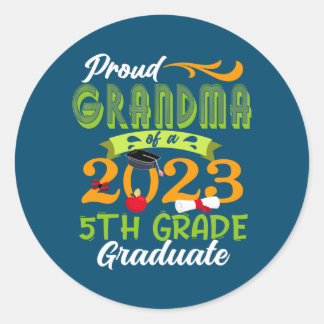 Proud Oma of 2023 5th Grade Graduate Runder Aufkleber
