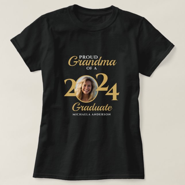 Proud Oma of a Graduate Foto & Name 2024 T-Shirt (Design vorne)