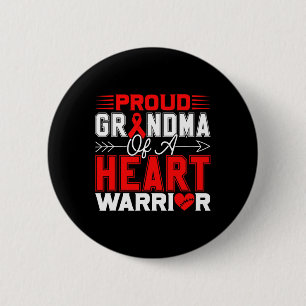 Proud Oma of a Heart Warrior Heart Disease Awa Button
