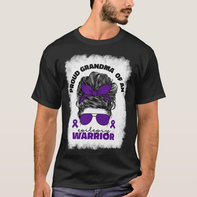 Proud Oma of Epilepsy Warrior Epilepsy Awarene T-Shirt (Vorderseite)