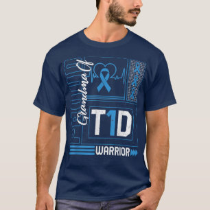 Proud Oma of T1D Warrior Ribbon Diabetes Aware T-Shirt