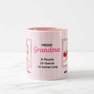 Proud Oma Pink Polka Dots mit zwei Baby Fotos Zweifarbige Tasse
