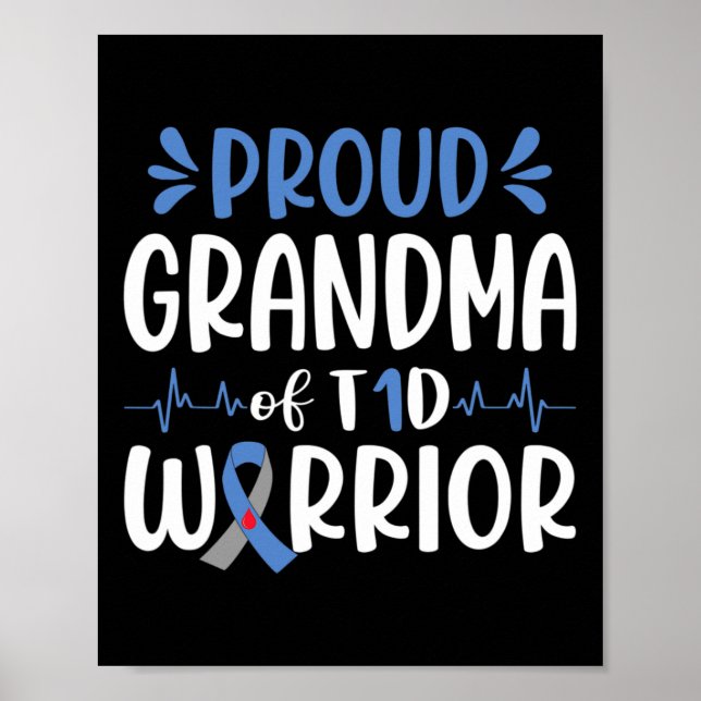 Proud Oma T1D Warrior Diabetes Awareness Bl Poster (Vorne)