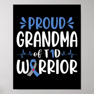 Proud Oma T1d Warrior Diabetes Awareness Bl Poster