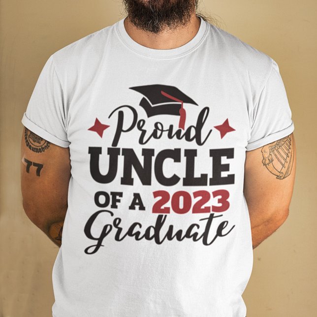 Proud Onkel 2023 Absolvent schwarzen roten Tassel T-Shirt (Von Creator hochgeladen)
