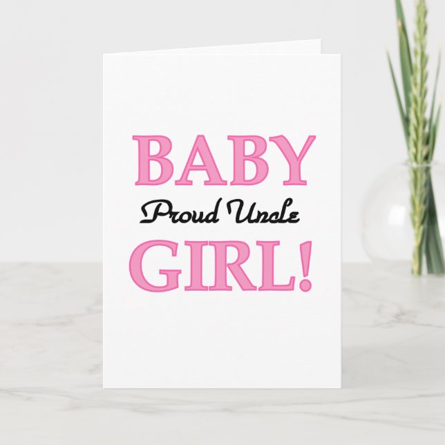 Proud Onkel Baby Girl Tshirts und Geschenke Karte (Vorderseite)