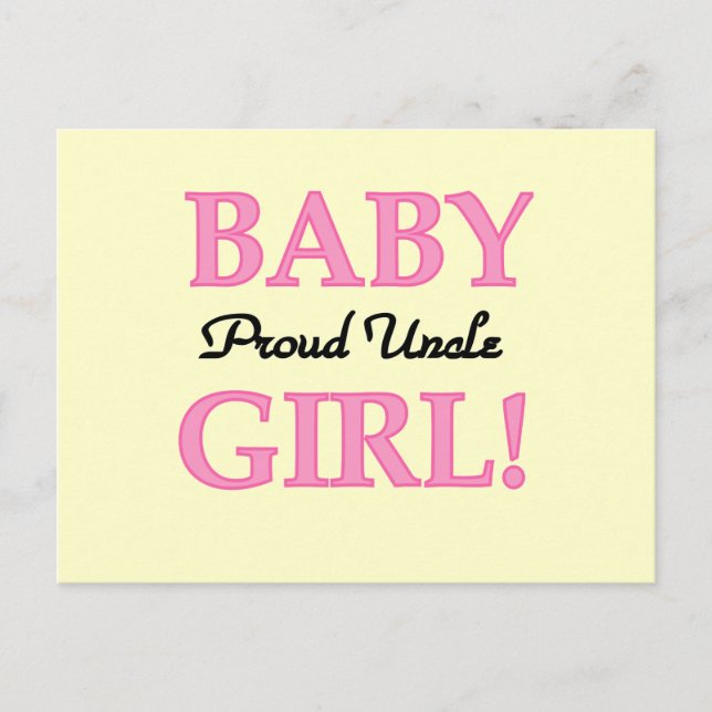 Proud Onkel Baby Girl Tshirts und Geschenke Postkarte (Vorderseite)