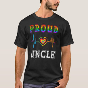 Proud Onkel Lgbt Rainbow Heartbeat Familie Gay Pri T-Shirt