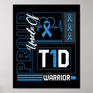 Proud Onkel T1D Warrior Ribbon Diabetes Awarene Poster