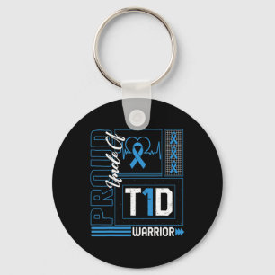 Proud Onkel T1d Warrior Ribbon Diabetes Awarene Schlüsselanhänger