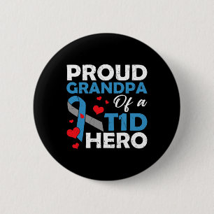 Proud Opa eines Typ 1 Diabetes Hero Warrior su Button
