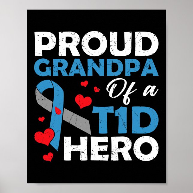 Proud Opa eines Typ 1 Diabetes Hero Warrior su Poster (Vorne)