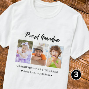 Proud Opa Grandkids Make Life Grand 3 Foto T-Shirt
