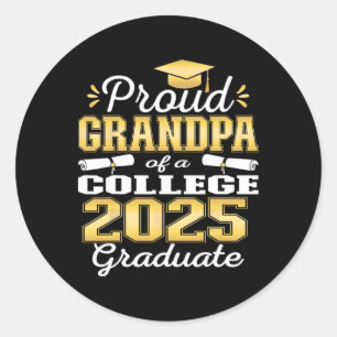 Proud Opa of 2025 Uni Graduate Family 24 G Runder Aufkleber
