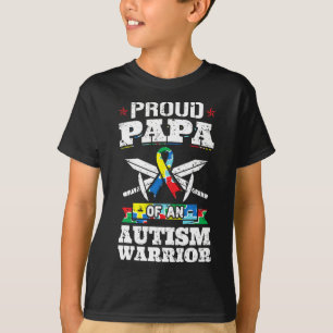 Proud Papa of a Autismus Warrior Awareness Ribbon T-Shirt