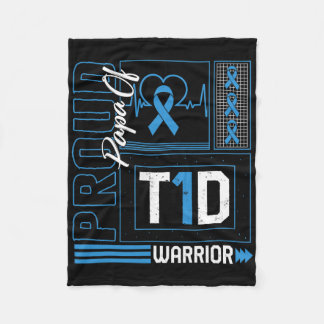 Proud Papa of T1d Warrior Ribbon Diabetes Awarenes Fleecedecke