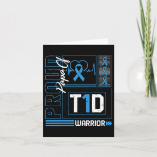 Proud Papa of T1d Warrior Ribbon Diabetes Awarenes Karte