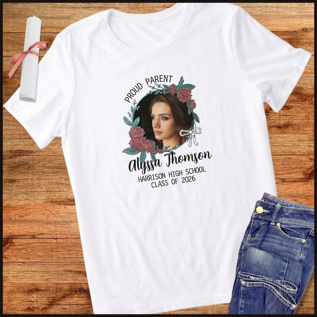 Proud Parent High School 2026 Graduate 1 Photo Tri-Blend Shirt (Von Creator hochgeladen)