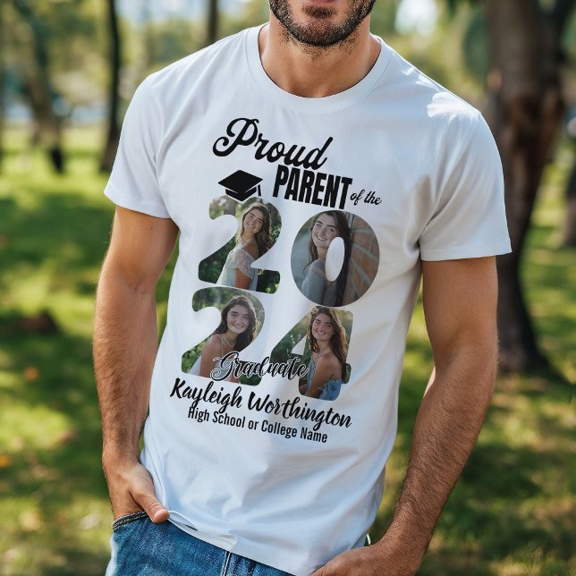 Proud Parent of 2024 Graduate Custom Foto Collage T-Shirt (Von Creator hochgeladen)