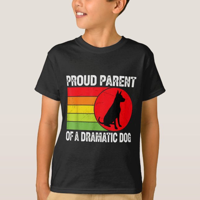 Proud Parent Of A Dramatic Dog Silhouette Retro De T-Shirt (Vorderseite)