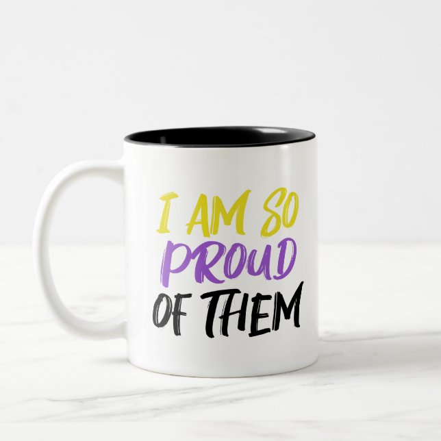 Proud Parent of Nonbinary Child Mom or Dad Zweifarbige Tasse (Links)