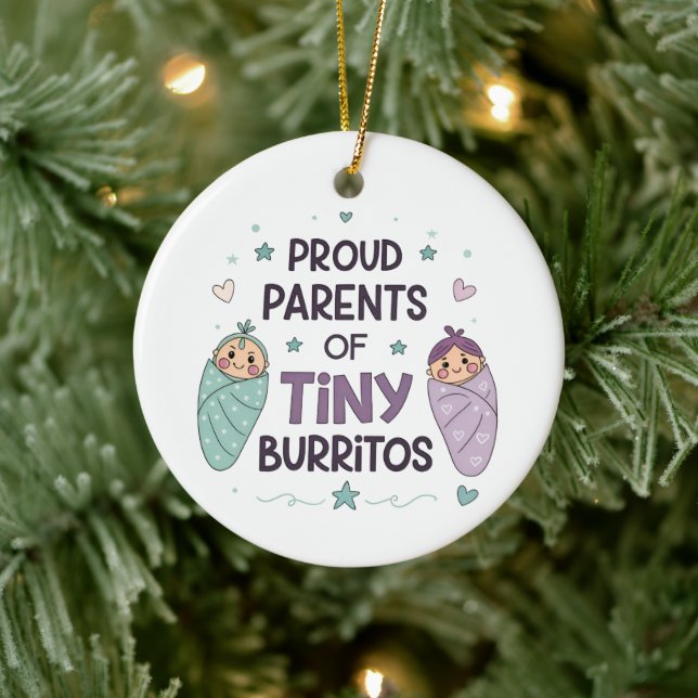 Proud Parents of Tiny Burritos Art Keramik Ornament (Baum)