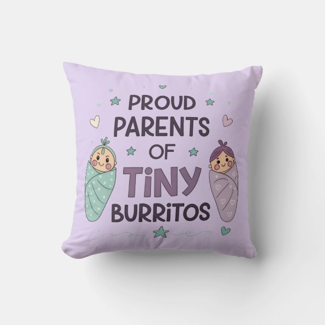 Proud Parents of Tiny Burritos Art Kissen (Vorderseite)