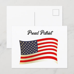 Proud Patriot American Flag, USA Independence Day Postkarte